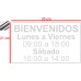 Letrero Sticker Vinil Bienvenidos Horario Negocio 35x21 Cm